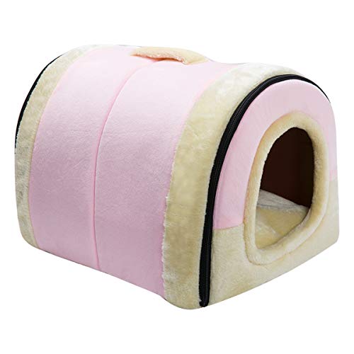 Hollypet Crystal Velvet Self-Warming 2 in 1 Foldable Cave House S...