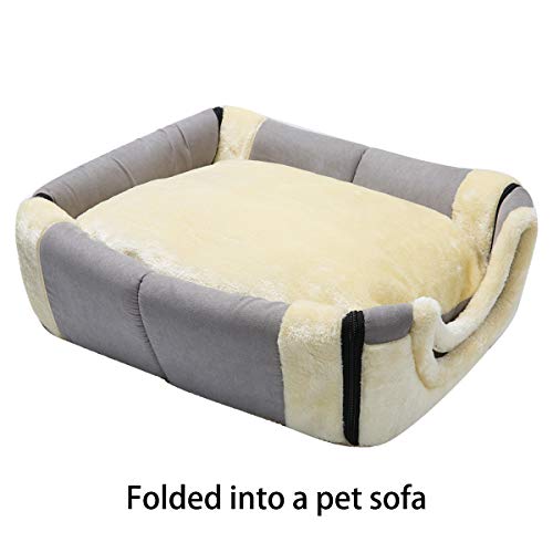 Hollypet Suede Self-Warming 2 in 1 Foldable Cave House Shape Nest...