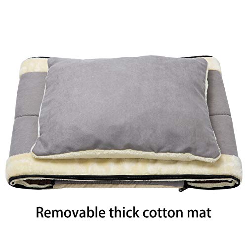 Hollypet Suede Self-Warming 2 in 1 Foldable Cave House Shape Nest...