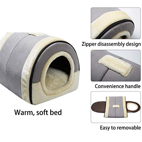 Hollypet Suede Self-Warming 2 in 1 Foldable Cave House Shape Nest...