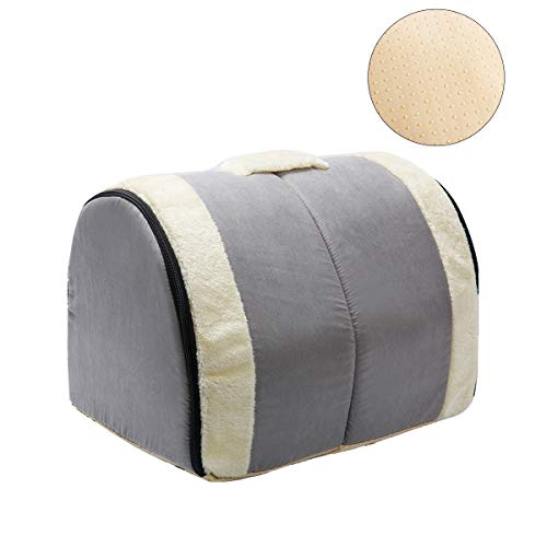 Hollypet Suede Self-Warming 2 in 1 Foldable Cave House Shape Nest...