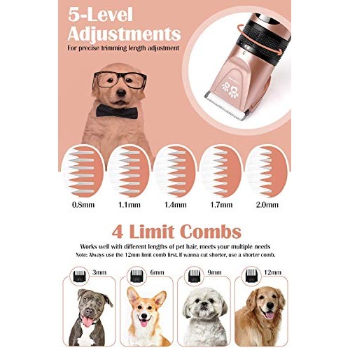 Hommie Pet Grooming Clipper, 2 in 1 Dog Grooming Clippers Wireles...