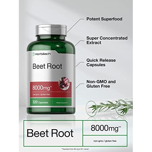 Beet Root Powder Capsules 8000mg | 320 Count | Non-GMO and Gluten...