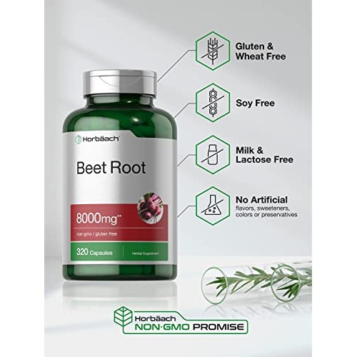 Beet Root Powder Capsules 8000mg | 320 Count | Non-GMO and Gluten...