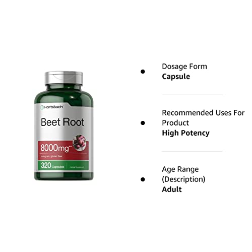 Beet Root Powder Capsules 8000mg | 320 Count | Non-GMO and Gluten...