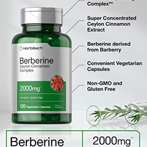 Berberine Plus Ceylon Cinnamon | 2000mg | 120 Veggie Capsules | V...