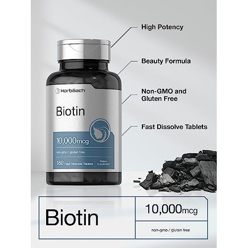 Biotin 10000mcg | 180 Fast Dissolve Tablets | Beauty Formula | Ve...