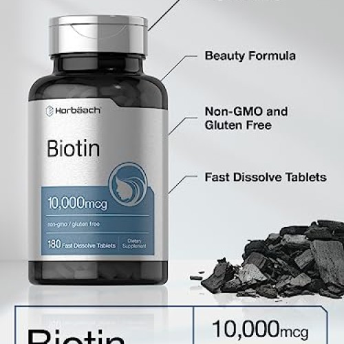 Biotin 10000mcg | 180 Fast Dissolve Tablets | Beauty Formula | Ve...