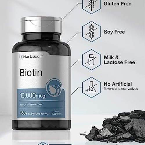 Biotin 10000mcg | 180 Fast Dissolve Tablets | Beauty Formula | Ve...