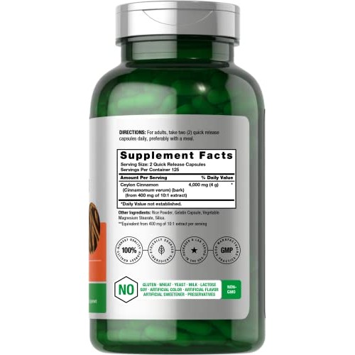 Ceylon Cinnamon Capsules 4000mg | 250 Count | High Potency | Non-...