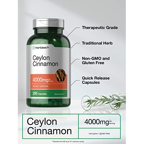 Ceylon Cinnamon Capsules 4000mg | 250 Count | High Potency | Non-...