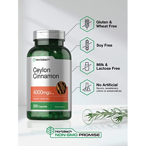 Ceylon Cinnamon Capsules 4000mg | 250 Count | High Potency | Non-...
