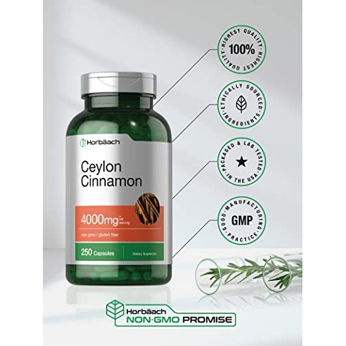 Ceylon Cinnamon Capsules 4000mg | 250 Count | High Potency | Non-...