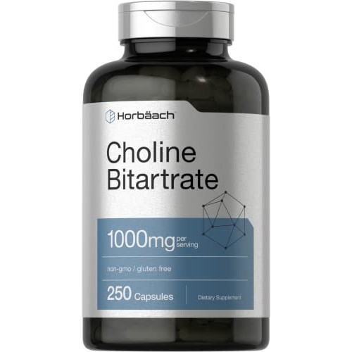 Choline Bitartrate | 1000mg | 250 Capsules | High Potency | Non-G...