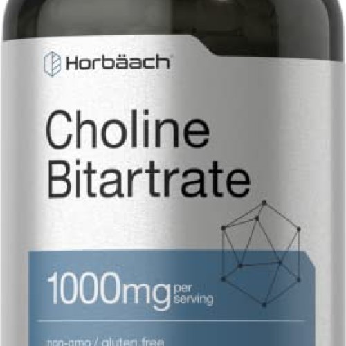 Choline Bitartrate | 1000mg | 250 Capsules | High Potency | Non-G...
