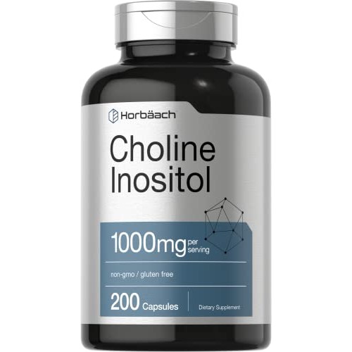 Choline Inositol 1000mg Supplement | 200 Capsules | Non-GMO, Glut...