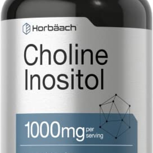 Choline Inositol 1000mg Supplement | 200 Capsules | Non-GMO, Glut...