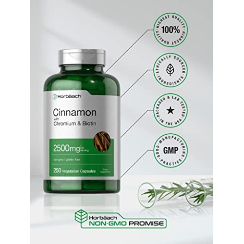 Cinnamon Capsules 2500mg | 250 Count | with Chromium & Biotin | V...