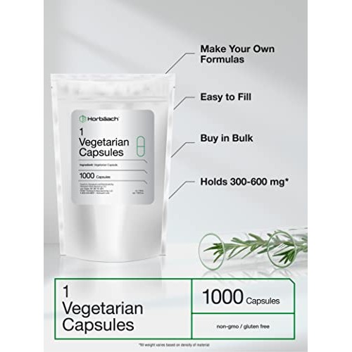 Empty Vegetarian Capsules Size 1 | 1000 Count | Clear Vegetable C...