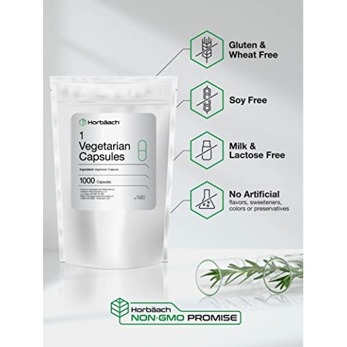 Empty Vegetarian Capsules Size 1 | 1000 Count | Clear Vegetable C...