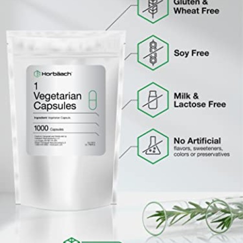 Empty Vegetarian Capsules Size 1 | 1000 Count | Clear Vegetable C...