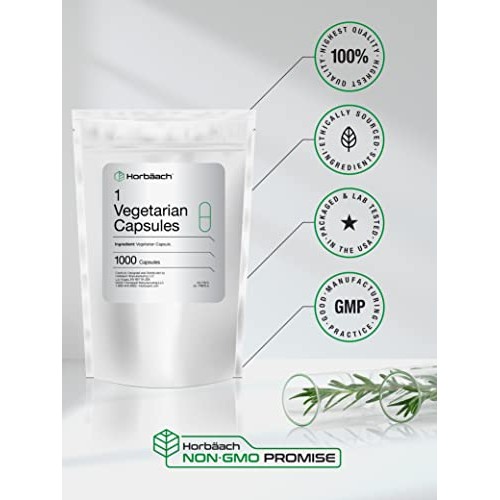 Empty Vegetarian Capsules Size 1 | 1000 Count | Clear Vegetable C...