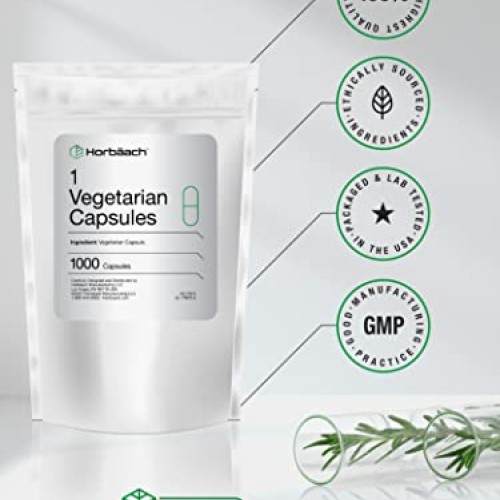 Empty Vegetarian Capsules Size 1 | 1000 Count | Clear Vegetable C...