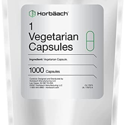 Empty Vegetarian Capsules Size 1 | 1000 Count | Clear Vegetable C...