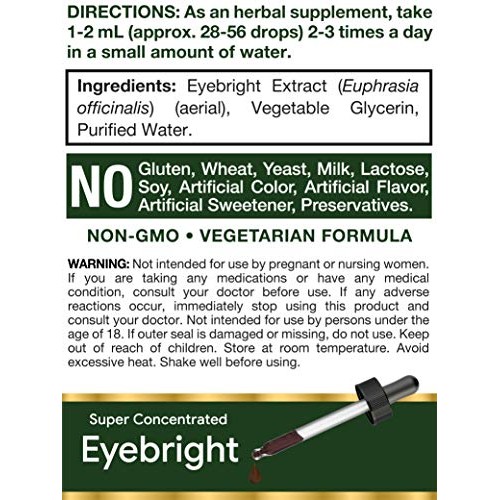 Eyebright Herb Tincture | 2 fl oz | Alcohol Free | Super Concentr...