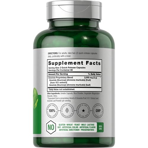 Graviola Extract 2000 mg 120 Capsules | Non-GMO, Gluten Free | So...