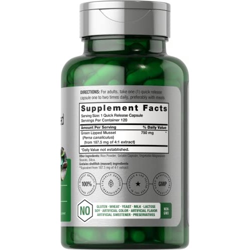 Green Lipped Mussel | 750 mg | 120 Capsules | from New Zealand | ...