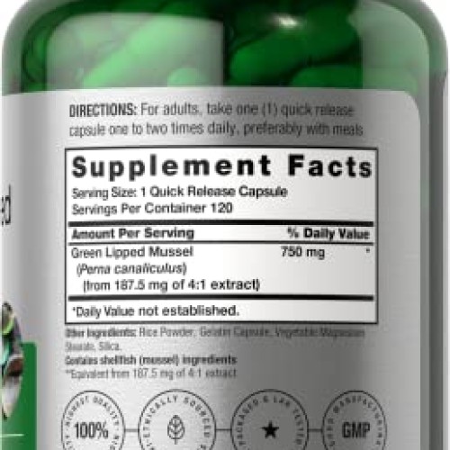 Green Lipped Mussel | 750 mg | 120 Capsules | from New Zealand | ...