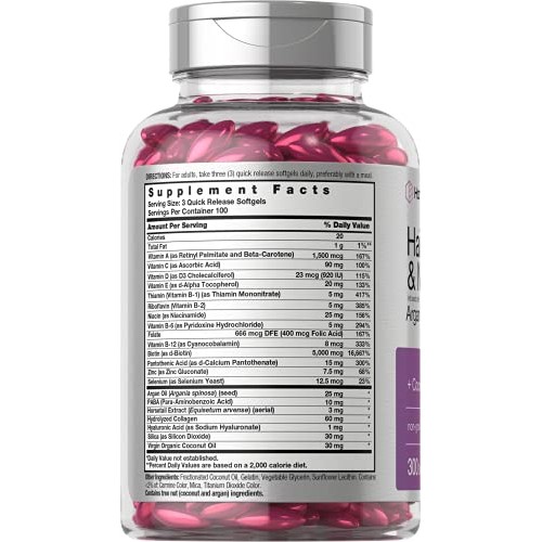 Hair Skin and Nails Vitamins | 300 Softgels | with Biotin and Col...