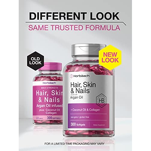 Hair Skin and Nails Vitamins | 300 Softgels | with Biotin and Col...
