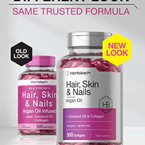 Hair Skin and Nails Vitamins | 300 Softgels | with Biotin and Col...