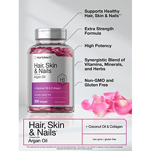 Hair Skin and Nails Vitamins | 300 Softgels | with Biotin and Col...
