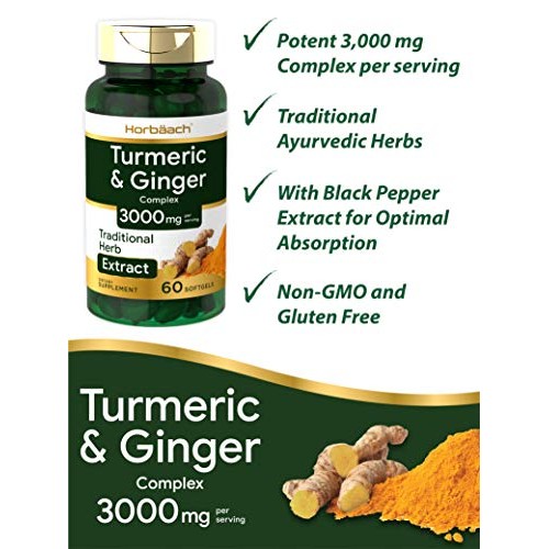 Turmeric & Ginger Supplement 3000 mg | 60 Softgel Pills | Turmeri...