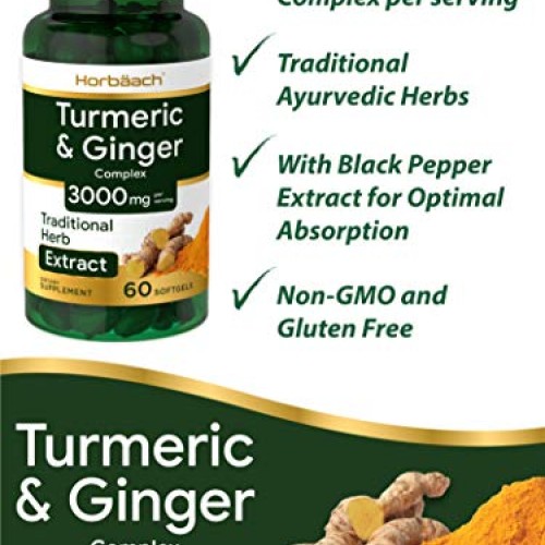 Turmeric & Ginger Supplement 3000 mg | 60 Softgel Pills | Turmeri...