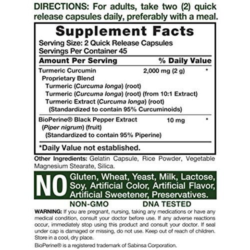 Turmeric Curcumin with Bioperine | 2000 mg 90 Capsules | Non-GMO,...