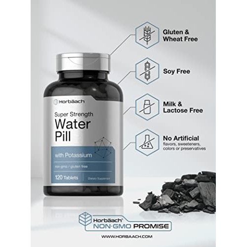 Water Pills | Super Strength | 120 Tablets | Vegetarian, Non-GMO ...