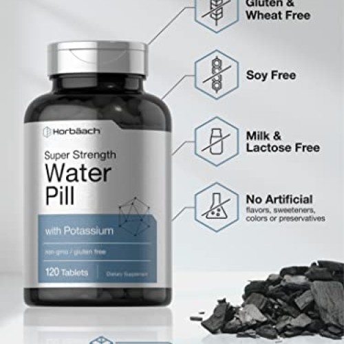 Water Pills | Super Strength | 120 Tablets | Vegetarian, Non-GMO ...