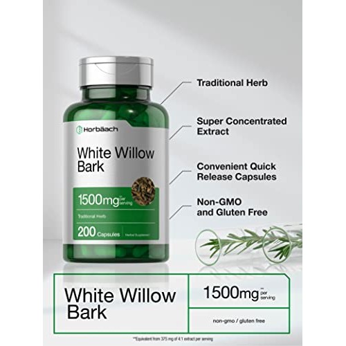 White Willow Bark Capsules | 1500mg | 200 Pills | Max Strength | ...