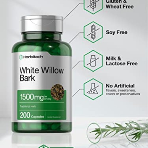 White Willow Bark Capsules | 1500mg | 200 Pills | Max Strength | ...