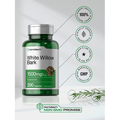 White Willow Bark Capsules | 1500mg | 200 Pills | Max Strength | ...