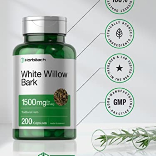 White Willow Bark Capsules | 1500mg | 200 Pills | Max Strength | ...