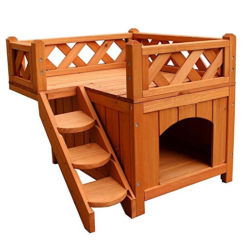 HOSKL Wood Cat House Outdoor - Pet Cat & Dog Wooden House Living ...