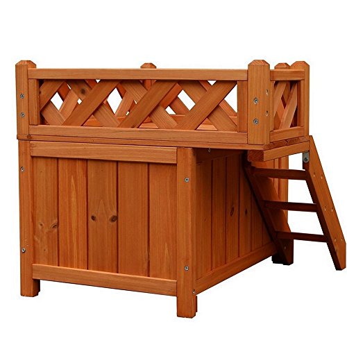 HOSKL Wood Cat House Outdoor - Pet Cat & Dog Wooden House Living ...