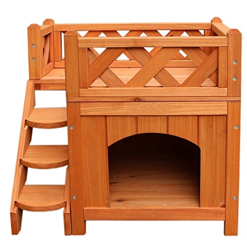 HOSKL Wood Cat House Outdoor - Pet Cat & Dog Wooden House Living ...