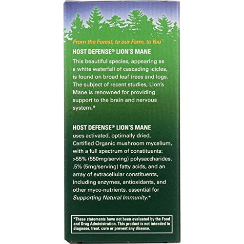 Host Defense, Lions Mane Vegetable Capsules, 60 Count