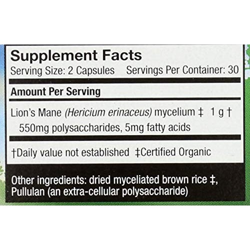 Host Defense, Lions Mane Vegetable Capsules, 60 Count